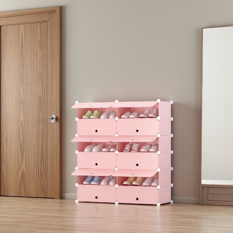 Pantofar Modular, 12 usi, Naimeed D7913, 37x95x108cm, Roz