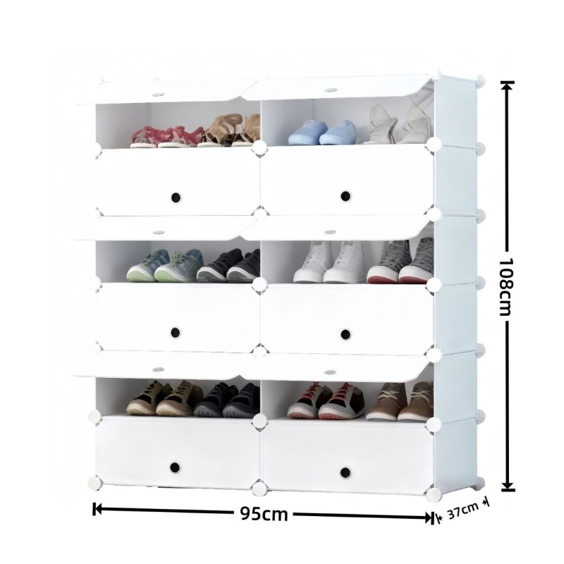 Pantofar Modular, 12 usi, Naimeed D7914, 37x95x108cm, Alb