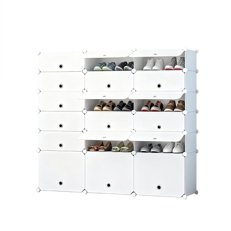 Pantofar Modular, 18 usi, Naimeed D7916, 37x110x125cm, Alb