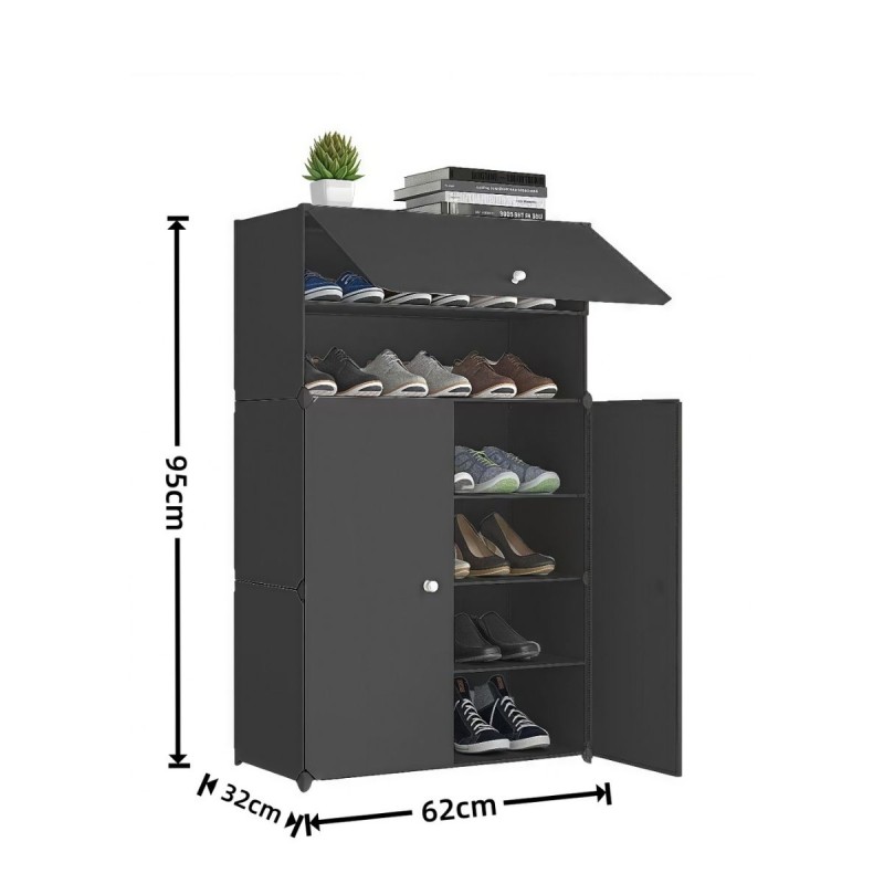 Pantofar Modular, 3 usi, Naimeed D7917, 32x62x95cm, Negru