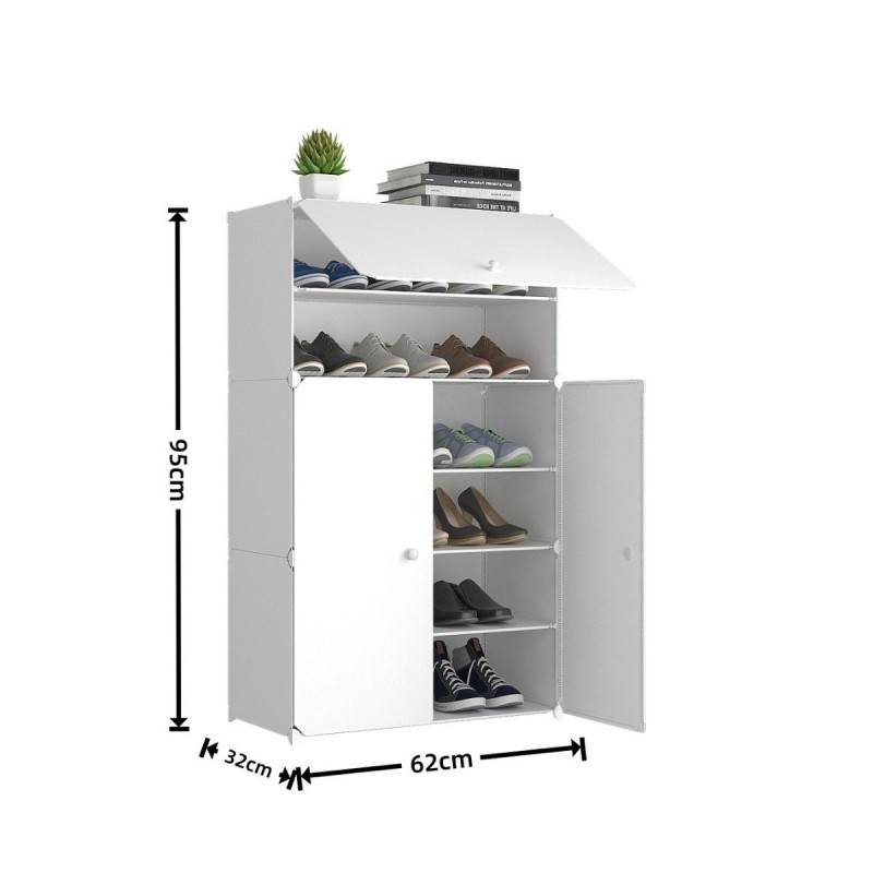 Pantofar Modular, 3 usi, Naimeed D7918, 32x62x95cm, Alb