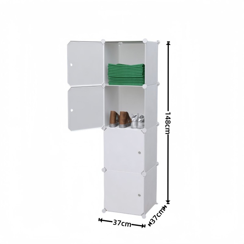 Dulap/Pantofar Modular, 4 usi, Naimeed D7921, 37x37x148cm, Alb