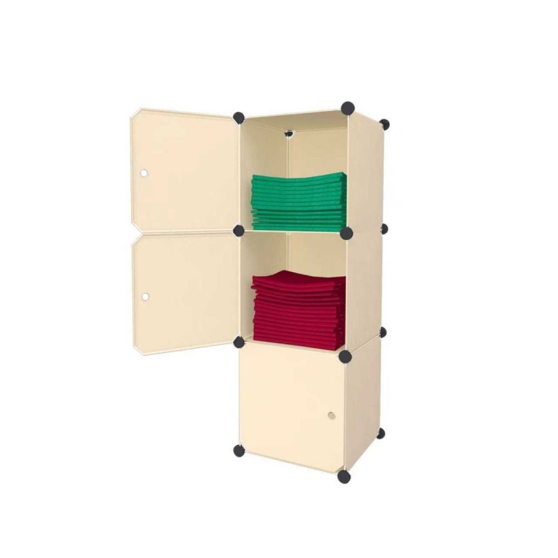 Dulap/Pantofar Modular, 3 usi, Naimeed D7923, 37x37x110cm, Crem