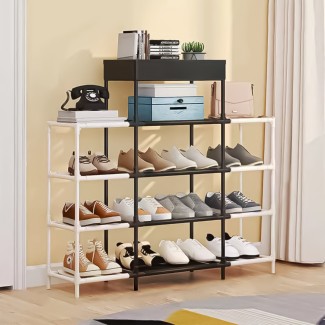 Pantofar, Naimeed D5545, raft incaltaminte, polita multifunctionala, 95 x 22 x 88 cm, alb-negru Pantofar, Naimeed D5545, raft incaltaminte, polita multifunctionala, 95 x 22 x 88 cm, alb-negru