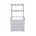 Cuier pentru Hol cu Pantofar si Protectie Antipraf, Naimeed D7700, 5 Rafturi, 77x33x168cm, Negru/Alb