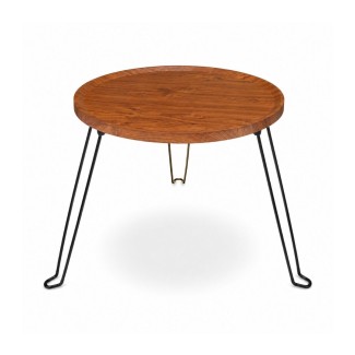 Masuta de Cafea Rotunda, Naimeed D7704, Blat din MDF cu Aspect Lemn si Picioare Metalice, 50 x 45 cm