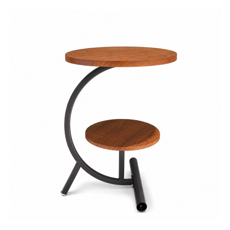 Masuta de Cafea, 2 Blaturi, Naimeed D7707, Design Modern, Cadru Metalic Negru si Blaturi MDF cu Aspect Lemn, pentru Living, Dormitor sau Birou, 40x30x57cm