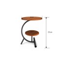 Masuta de Cafea, 2 Blaturi, Naimeed D7707, Design Modern, Cadru Metalic Negru si Blaturi MDF cu Aspect Lemn, pentru Living, Dormitor sau Birou, 40x30x57cm