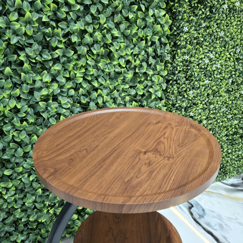 Masuta de Cafea, 2 Blaturi, Naimeed D7707, Design Modern, Cadru Metalic Negru si Blaturi MDF cu Aspect Lemn, pentru Living, Dormitor sau Birou, 40x30x57cm