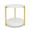 Masuta de Cafea, 2 Blaturi, Naimeed D7708, Design Modern, Cadru Metalic auriu, Blaturi MDF, pentru Living, Dormitor sau Birou, 40x40cm