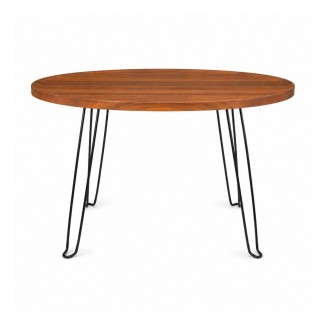Masuta de Cafea Rotunda, Naimeed D7709, Blat din MDF cu Aspect Lemn si Picioare Metalice, 45x80cm