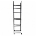 Raft de depozitare pentru bucatarie, Naimeed D7711, 6 Rafturi, cu Roti, Metal, Negru