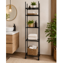 Raft de depozitare pentru bucatarie, Naimeed D7711, 6 Rafturi, cu Roti, Metal, Negru