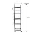 Raft de depozitare pentru bucatarie, Naimeed D7711, 6 Rafturi, cu Roti, Metal, Negru