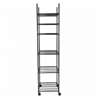 Raft de depozitare pentru bucatarie, Naimeed D7711, 6 Rafturi, cu Roti, Metal, Negru