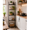 Raft de depozitare pentru bucatarie, Naimeed D7711, 6 Rafturi, cu Roti, Metal, Negru