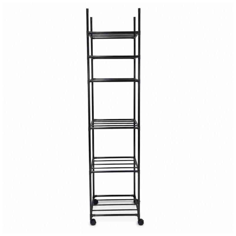 Raft de depozitare pentru bucatarie, Naimeed D7711, 6 Rafturi, cu Roti, Metal, Negru