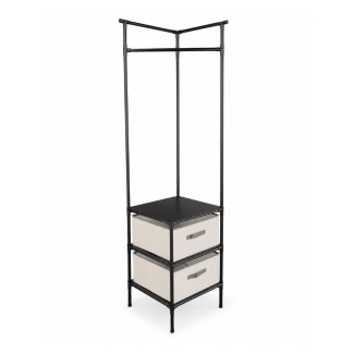 Raft Metalic de Colt, Bara pentru Umerase, 2 Sertare Textile, Naimeed D7712, 44x75cm, Negru