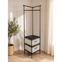Raft Metalic de Colt, Bara pentru Umerase, 2 Sertare Textile, Naimeed D7712, 44x75cm, Negru Raft Metalic de Colt, Bara pentru Umerase, 2 Sertare Textile, Naimeed D7712, 44x75cm, Negru
