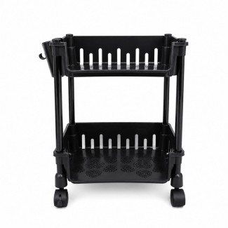 Raft Mobil cu 2 Niveluri si Roti, Naimeed D7715, Organizator Multifunctional pentru Bucatarie, Baie sau Birou, 33 x 26 x 45 cm, Negru