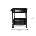 Raft Mobil cu 2 Niveluri si Roti, Naimeed D7715, Organizator Multifunctional pentru Bucatarie, Baie sau Birou, 33 x 26 x 45 cm, Negru
