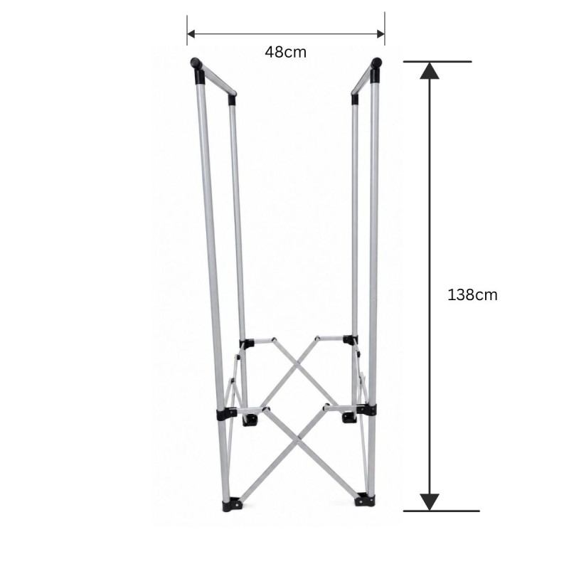 Organizator pentru Haine Pliabil, Naimeed D7716, Suport cu Bara pentru Umerase, Metal, 48x138cm, Argintiu/Negru Organizator pentru Haine Pliabil, Naimeed D7716, Suport cu Bara pentru Umerase, Metal, 48x138cm, Argintiu/Negru