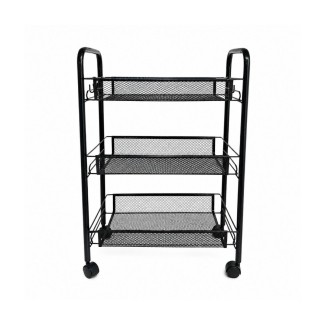 Raft Metalic Mobil cu 3 Niveluri si Roti, Naimeed D7717, 43x26x62cm, Negru Raft Metalic Mobil cu 3 Niveluri si Roti, Naimeed D7717, 43x26x62cm, Negru