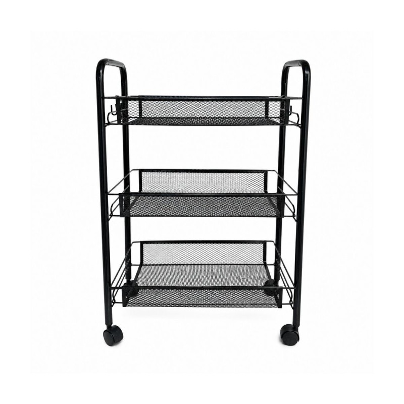 Raft Metalic Mobil cu 3 Niveluri si Roti, Naimeed D7717, 43x26x62cm, Negru Raft Metalic Mobil cu 3 Niveluri si Roti, Naimeed D7717, 43x26x62cm, Negru