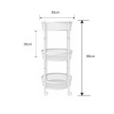Raft Metalic Multifunctional Mobil cu 3 Niveluri si Roti, Naimeed D7718, pentru Fructe si Legume, Bucatarie, 35x35x88cm, Alb