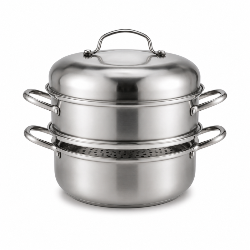 Oala pentru Gatit la Abur din Inox, Naimeed D7937, cu Capac si Insertoare pentru Abur, 3 Piese