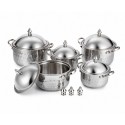 Set 5 Oale cu Capace din Inox, Naimeed D7940, Diferite Dimensiuni, Design Elegant, pentru Toate Tipurile de Aragaz