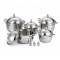 Set 5 Oale cu Capace din Inox, Naimeed D7940, Diferite Dimensiuni, Design Elegant, pentru Toate Tipurile de Aragaz