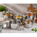 Set 5 Oale cu Capace din Inox, Naimeed D7940, Diferite Dimensiuni, Design Elegant, pentru Toate Tipurile de Aragaz