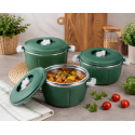 Set Caserole Termice cu Capac, Naimeed D7941, pentru Servire si Pastrarea Temperaturii Alimentelor, Verde, 1.8L + 3.5L + 6L