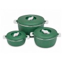 Set Caserole Termice cu Capac, Naimeed D7941, pentru Servire si Pastrarea Temperaturii Alimentelor, Verde, 1.8L + 3.5L + 6L