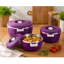Set Caserole Termice cu Capac, Naimeed D7942, pentru Servire si Pastrarea Temperaturii Alimentelor, Mov, 1.8L+3.5L+6L Set Caserole Termice cu Capac, Naimeed D7942, pentru Servire si Pastrarea Temperaturii Alimentelor, Mov, 1.8L+3.5L+6L