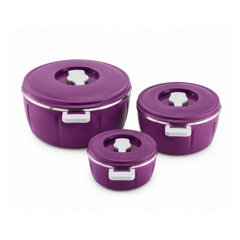 Set Caserole Termice cu Capac, Naimeed D7942, pentru Servire si Pastrarea Temperaturii Alimentelor, Mov, 1.8L+3.5L+6L Set Caserole Termice cu Capac, Naimeed D7942, pentru Servire si Pastrarea Temperaturii Alimentelor, Mov, 1.8L+3.5L+6L