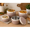 Set Caserole Termice cu Capac, Naimeed D7945, Crem, 18+20+22+24cm