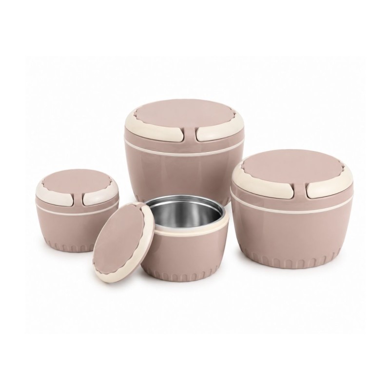 Set Caserole Termice cu Capac, Naimeed D7945, Crem, 18+20+22+24cm