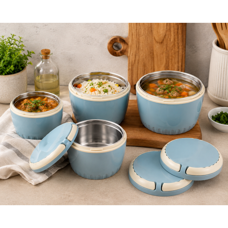 Set Caserole Termice cu Capac, Naimeed D7946, albastru