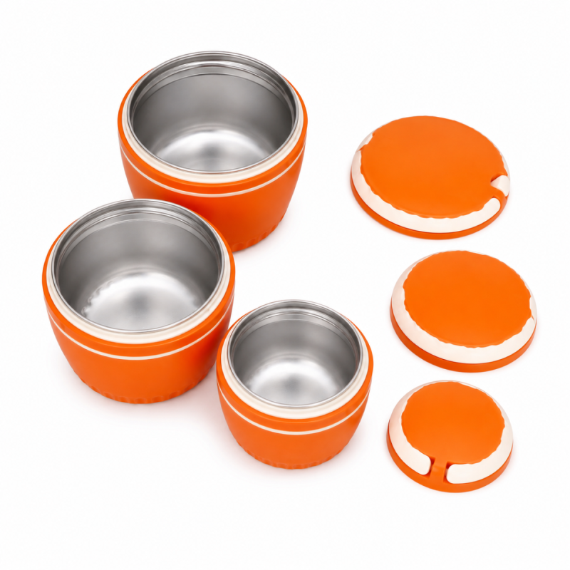 Set Caserole Termice cu Capac, Naimeed D7948, portocaliu