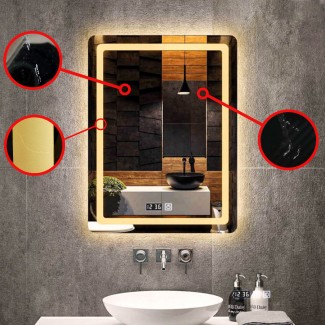 Resigilat: Oglinda de baie, D3304-2, cu iluminare Led, Dimensiuni 50x70 cm, Ceas, Termometru Resigilat: Oglinda de baie, D3304-2, cu iluminare Led, Dimensiuni 50x70 cm, Ceas, Termometru