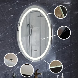 Resigilat: Oglinda de baie, D3312-1, cu iluminare Led, Dimensiuni 49x69 cm, Termometru, Ceas Resigilat: Oglinda de baie, D3312-1, cu iluminare Led, Dimensiuni 49x69 cm, Termometru, Ceas