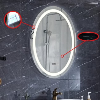 Resigilat: Oglinda de baie, D3312-2, cu iluminare Led, Dimensiuni 49x69 cm, Termometru, Ceas Resigilat: Oglinda de baie, D3312-2, cu iluminare Led, Dimensiuni 49x69 cm, Termometru, Ceas