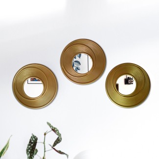 Set 3 Oglinzi Decorative de Perete, Naimeed D4622G, Auriu, ⌀25x1 cm Set 3 Oglinzi Decorative de Perete, Naimeed D4622G, Auriu, ⌀25x1 cm
