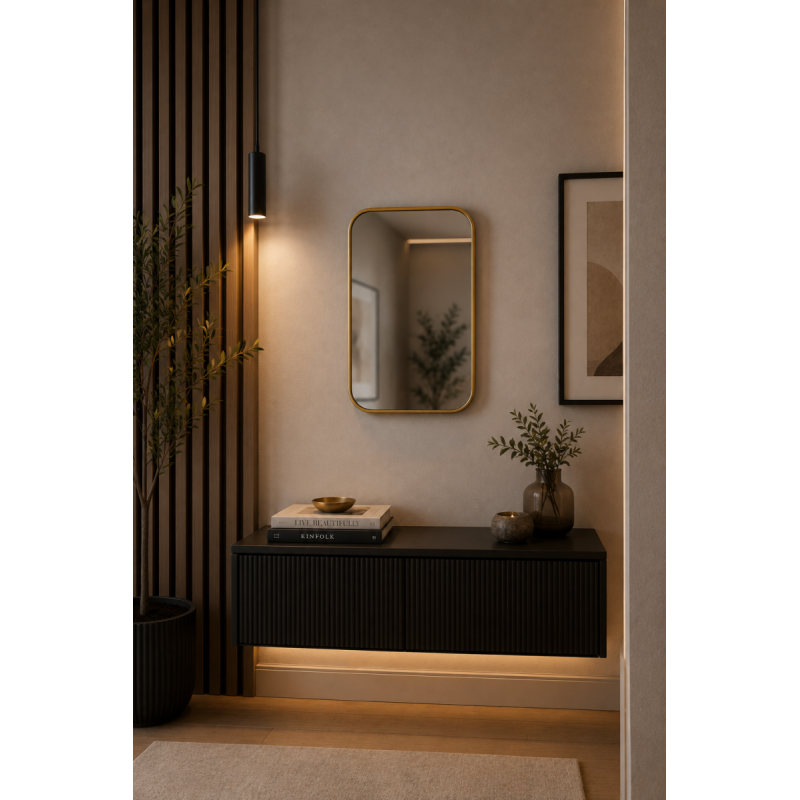 Oglinda Dreptunghiulara de Perete, Naimeed D7972, Rama din Aluminiu, 50x70cm, gold