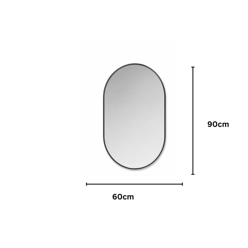 Oglinda Ovala de Perete, Naimeed D7974, Rama din Aluminiu, 60x90cm, negru