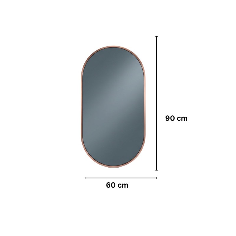 Oglinda Ovala de Perete, Naimeed D7975, Rama din Aluminiu, 60x90cm, auriu