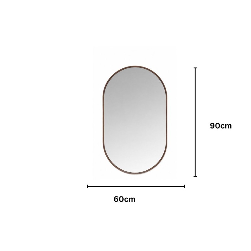 Oglinda Ovala de Perete, Naimeed D7976, Rama din Aluminiu, 60x90cm, maro