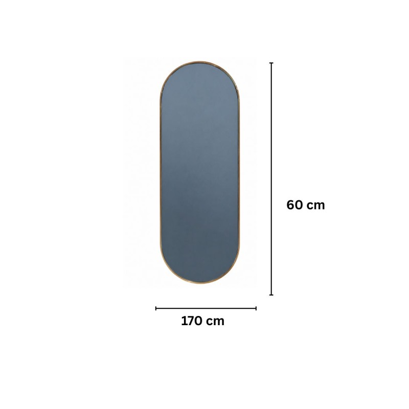Oglinda Ovala de Perete, Naimeed D7980, Rama din Aluminiu, 60x170cm, auriu